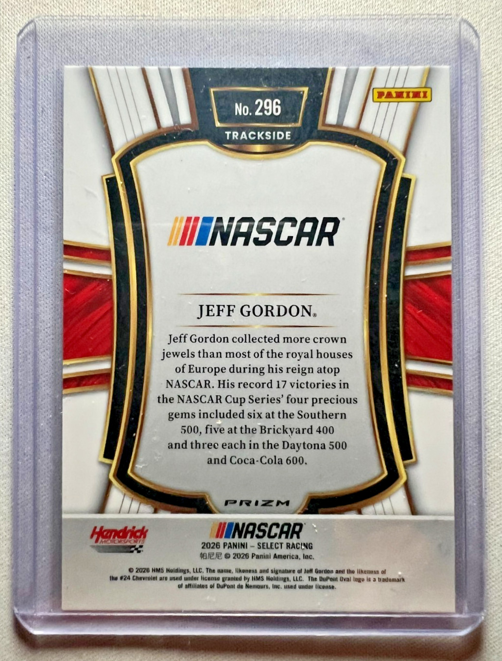 2026 Panini Select JEFF GORDON Trackside Silver NASCAR Logo Prizm SP -Card #296