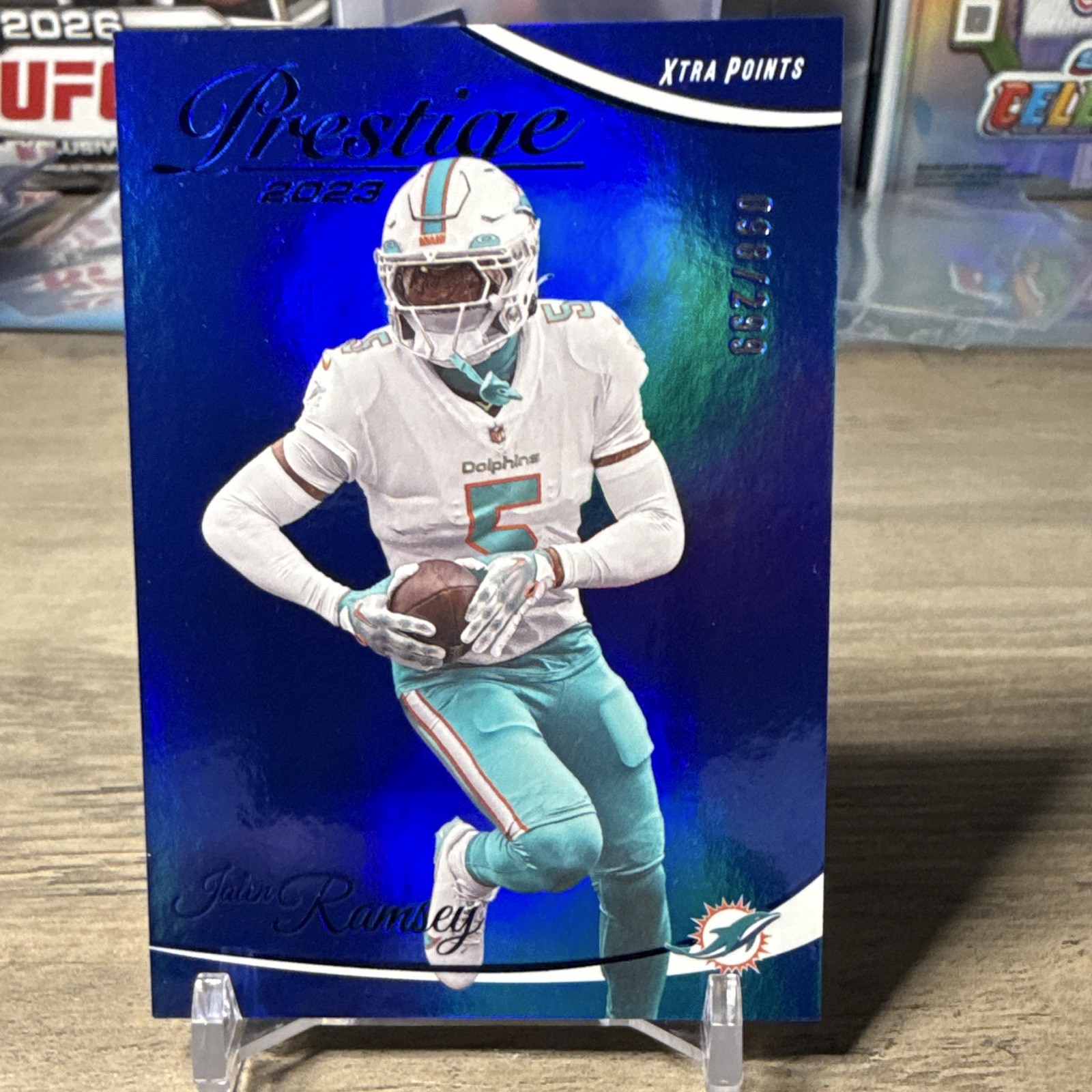Panini 2023 Prestige Jalen Ramsey Miami Dolphins #180 Xtra Points Prem Blue /299
