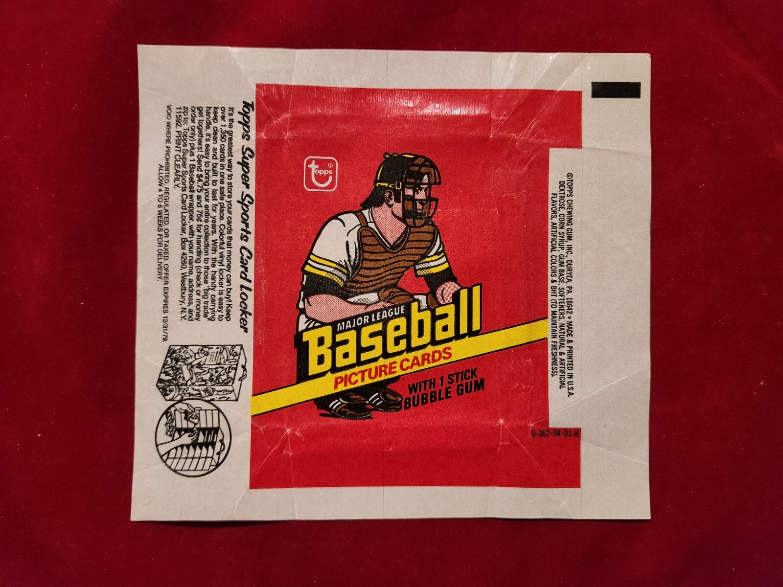 ⚾1978 Topps Baseball Wax Pack Wrapper 4.2⚾ Sports Locker Ver. ~ Munson Catcher