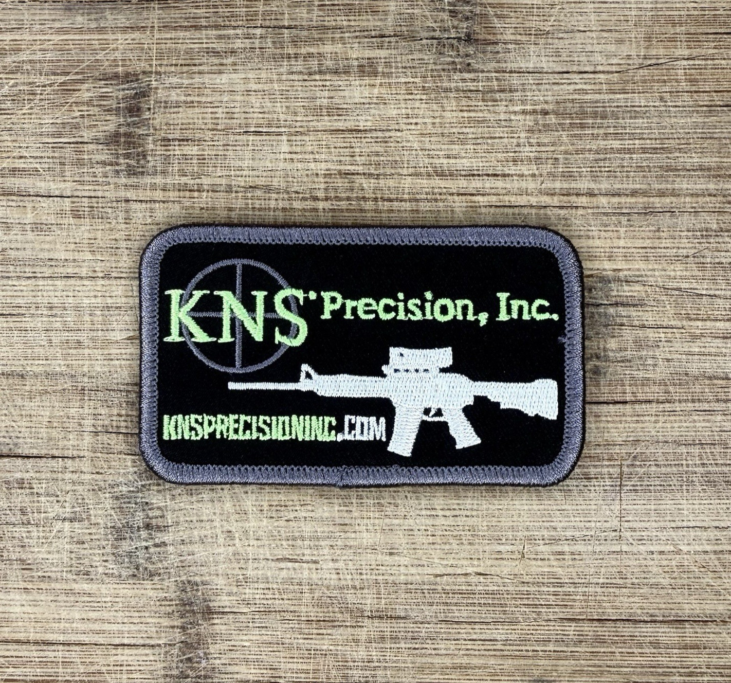 Embroidered Morale Patch Hook & Loop KNS Precision Inc AR Rifle Logo 3.5x2in