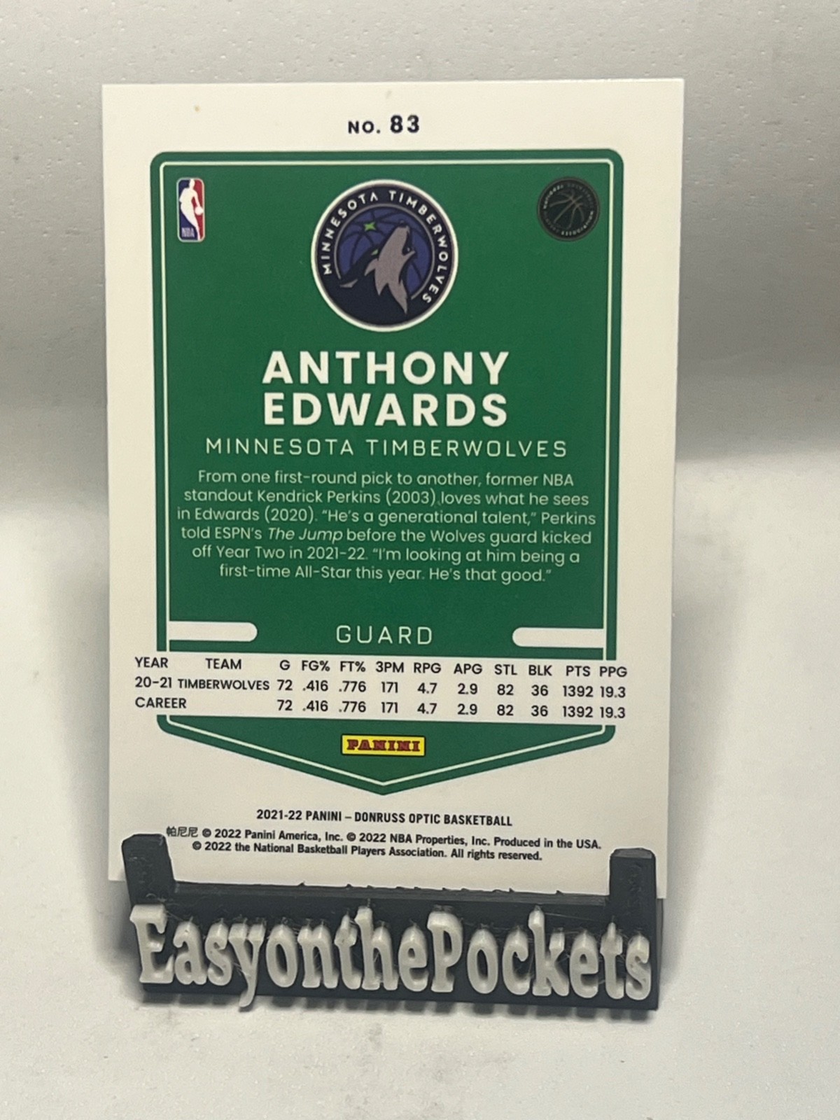 2021-22 Donruss Optic Anthony Edwards #83 Timberwolves