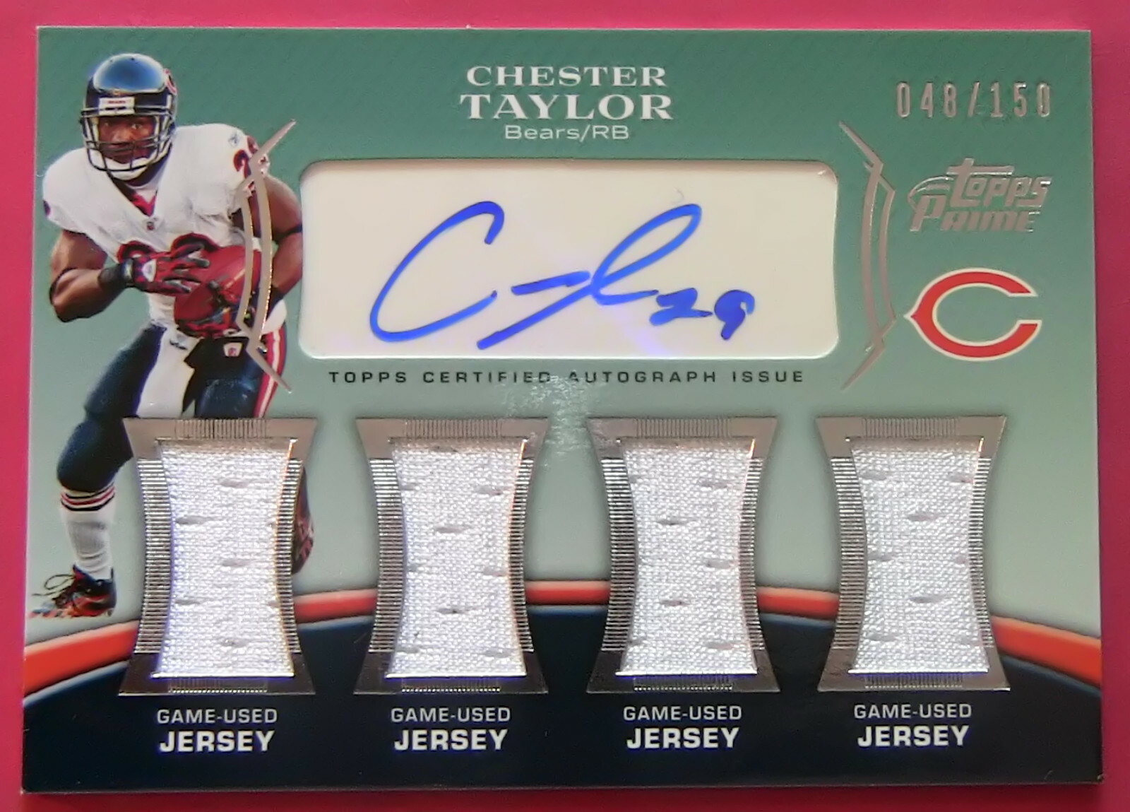 CHESTER TAYLOR, 2010 TOPPS PRIME LEVEL 5, AUTO, QUAD JERSEY/150, #PL5-CT