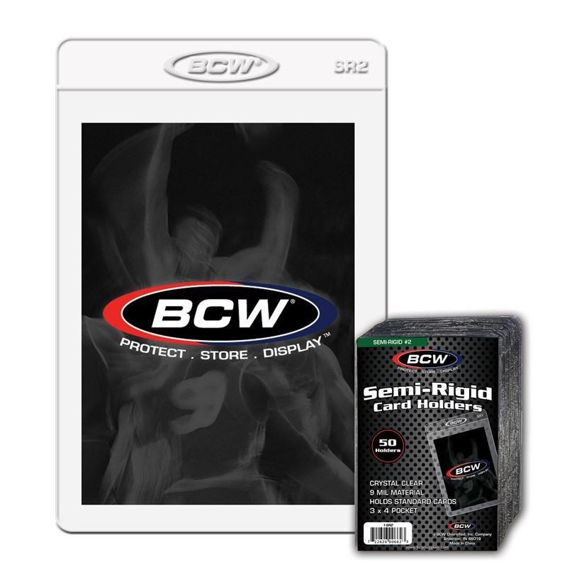 50 BCW SEMI RIGID CARD HOLDERS #2 REQUIRED BY GRADING COMPANIES FOR SUBMISSION