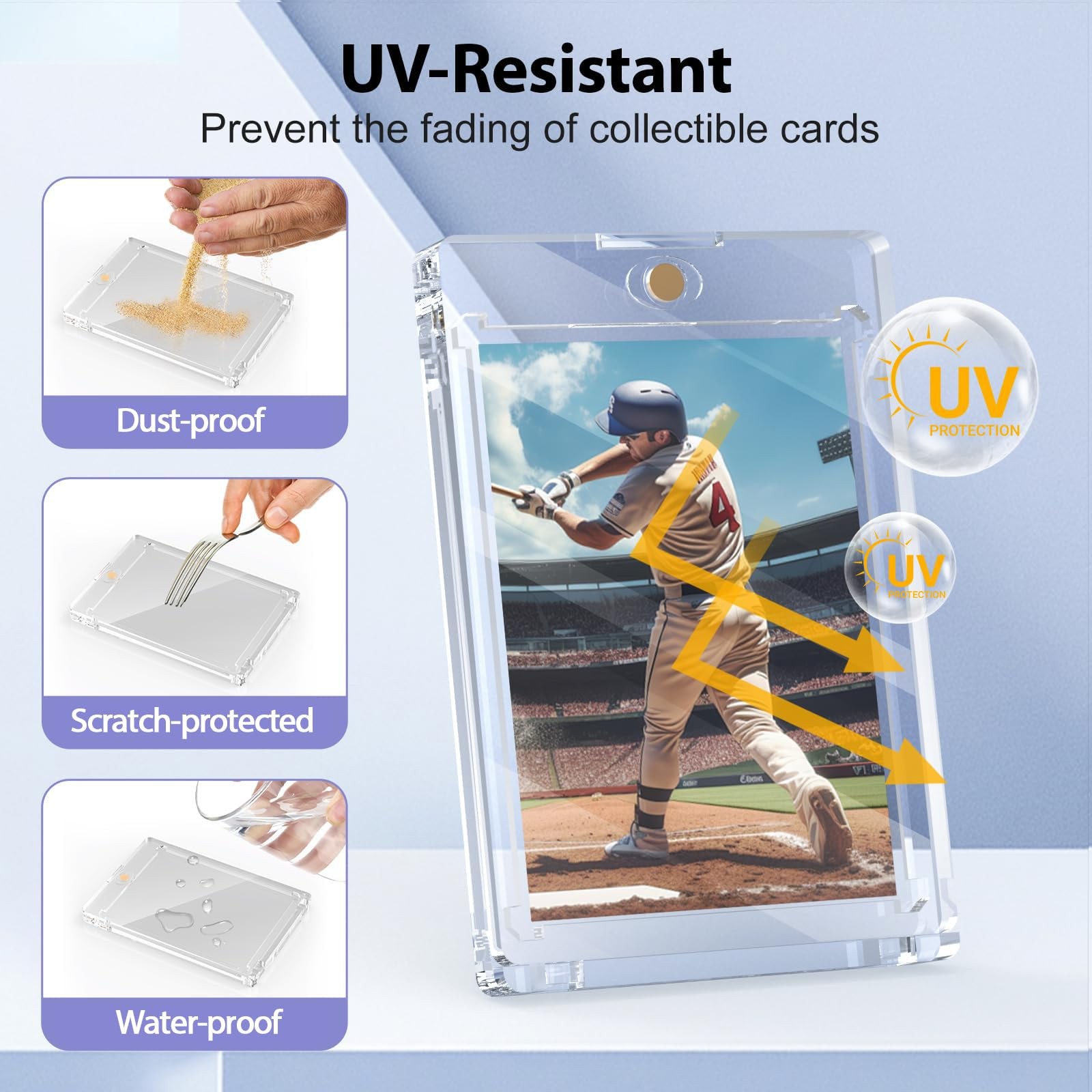 50 Pack Trading Card Holder, Single Card Case, Hard Plastic Protector Cover