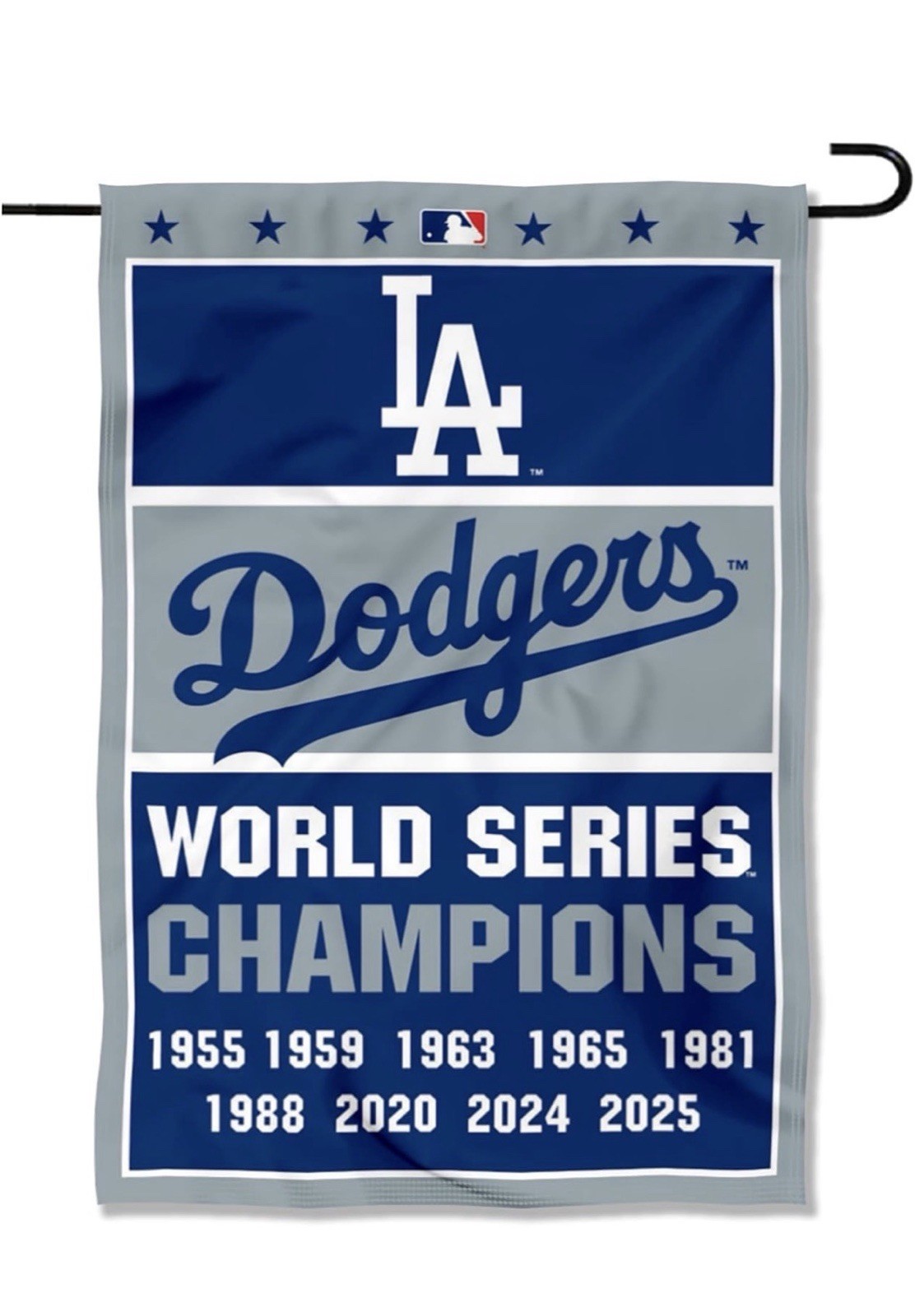 MLB LA Dodgers Champions Garden Flag Double Sided MLB Dodgers Premium Yard Flag