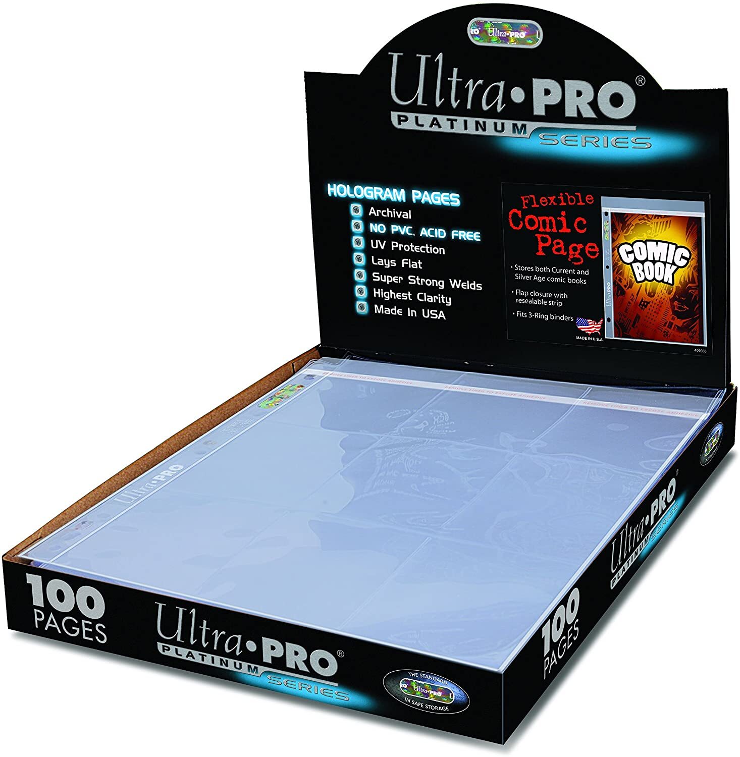 (10 Pages) Ultra Pro Platinum Comic Book Resealable Flexible 3-Ring Binder Pages