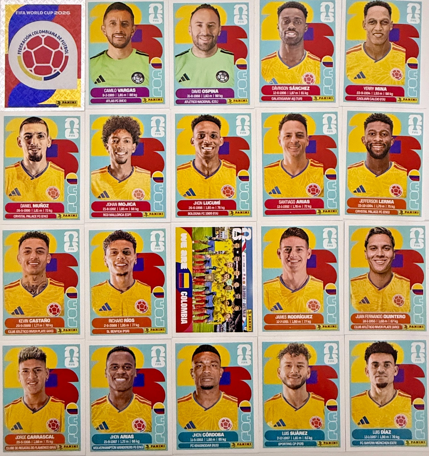 2026 Panini FIFA World Cup Colombia Stickers Pick Your Number COL2-COL20