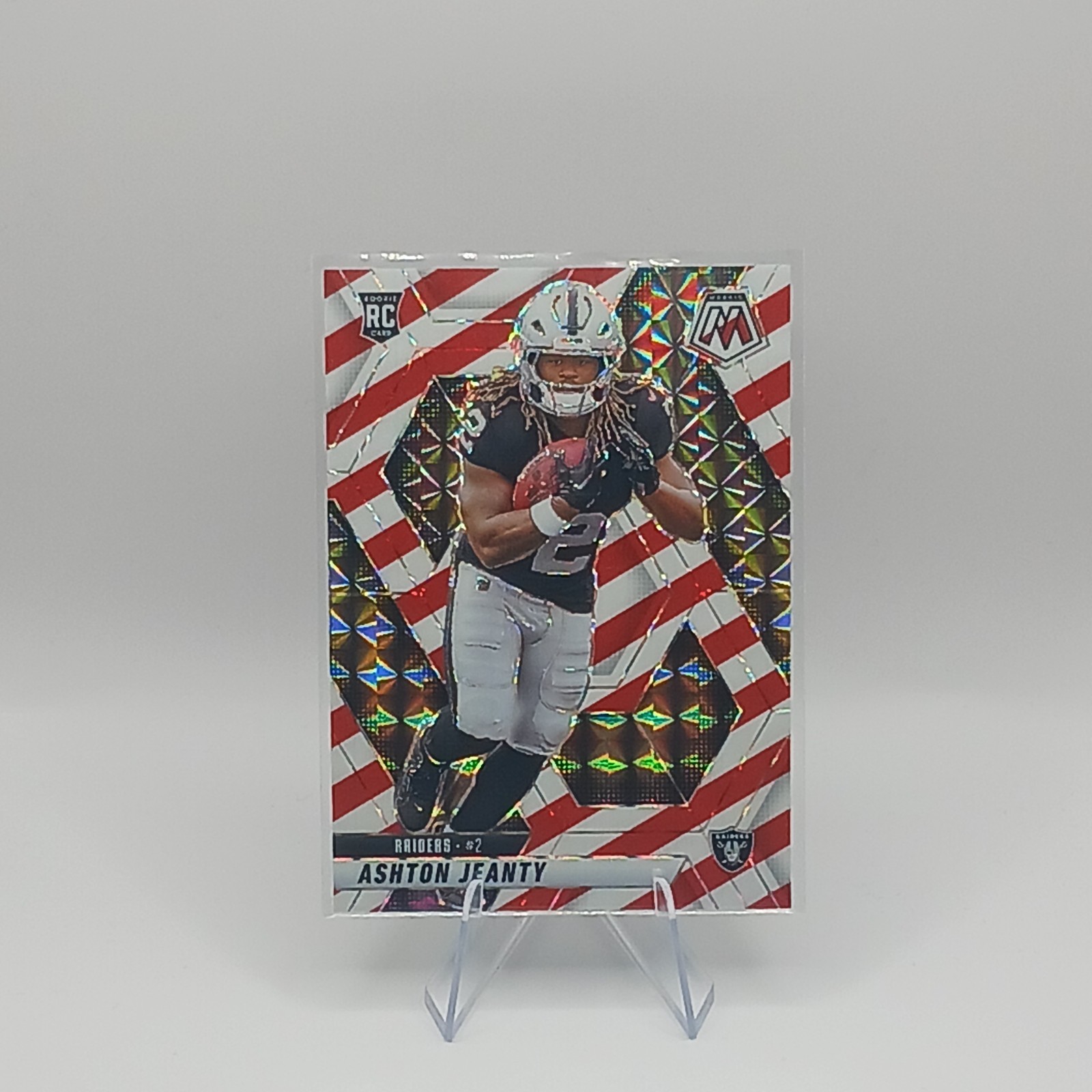 2025 Panini Mosaic – Rookies Ashton Jeanty #345 Red & White Stripe Prizm (RC)