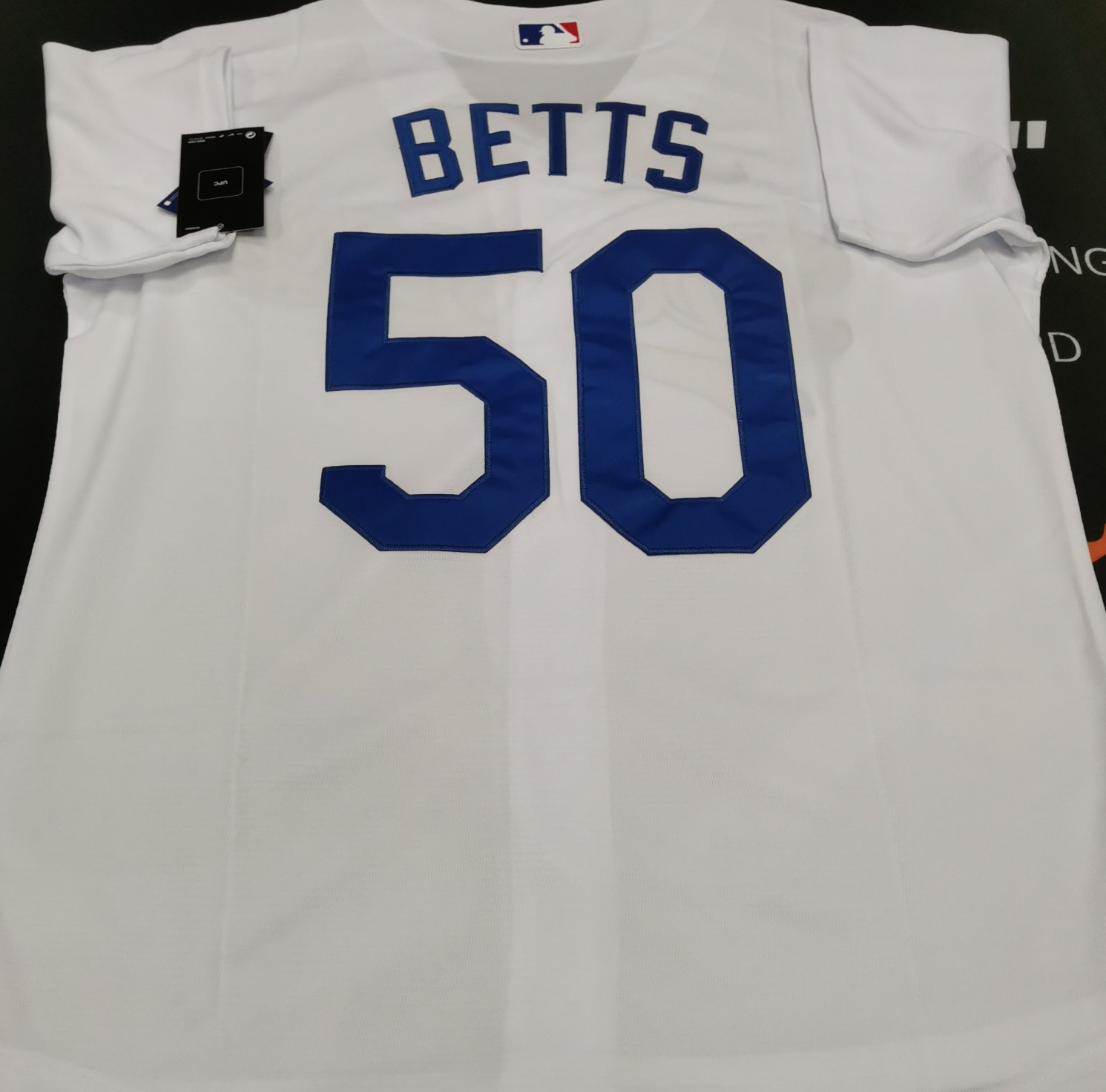 Mookie Betts #50 LAD White Cool Base Sewn Stitched Jersey.
