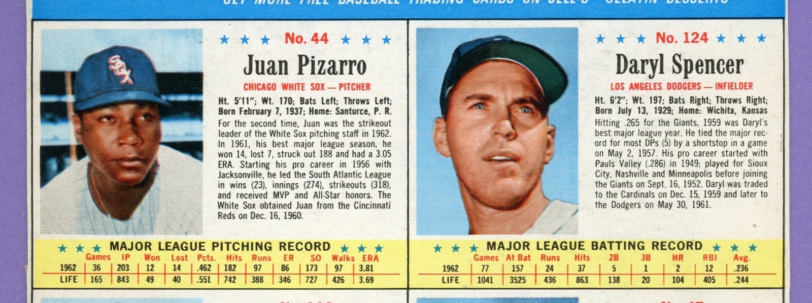 1963 Post Cereal Panel Sheet Orlando Cepeda, Pizarro Boros Alpha Bits 8 oz