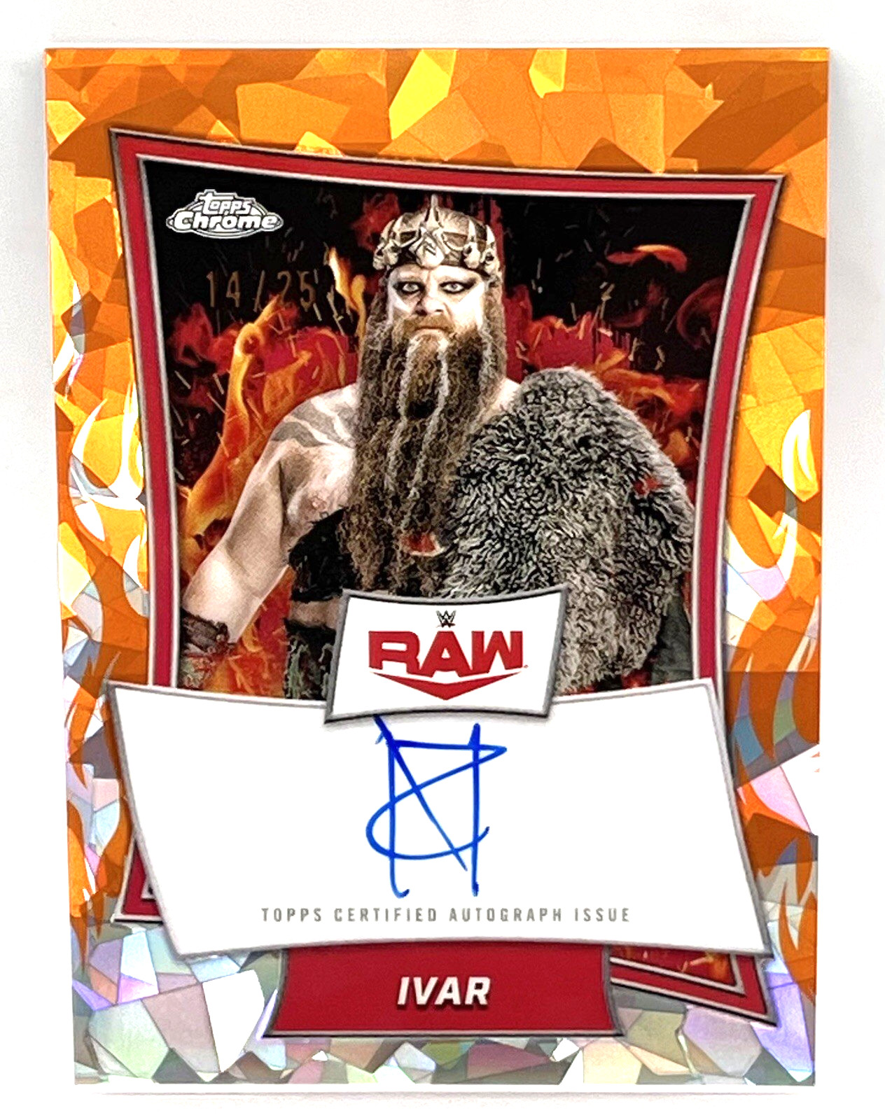 IVAR – 2025 WWE TOPPS CHROME ORANGE GEOMETRIC ON CARD AUTOGRAPH #14/25