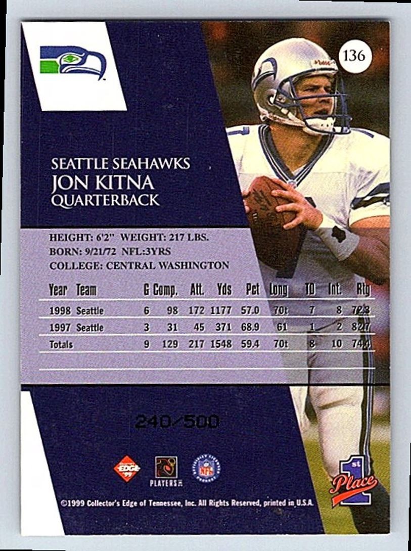 1999 CE 1st Place Galvanized Jon Kitna 136 /500