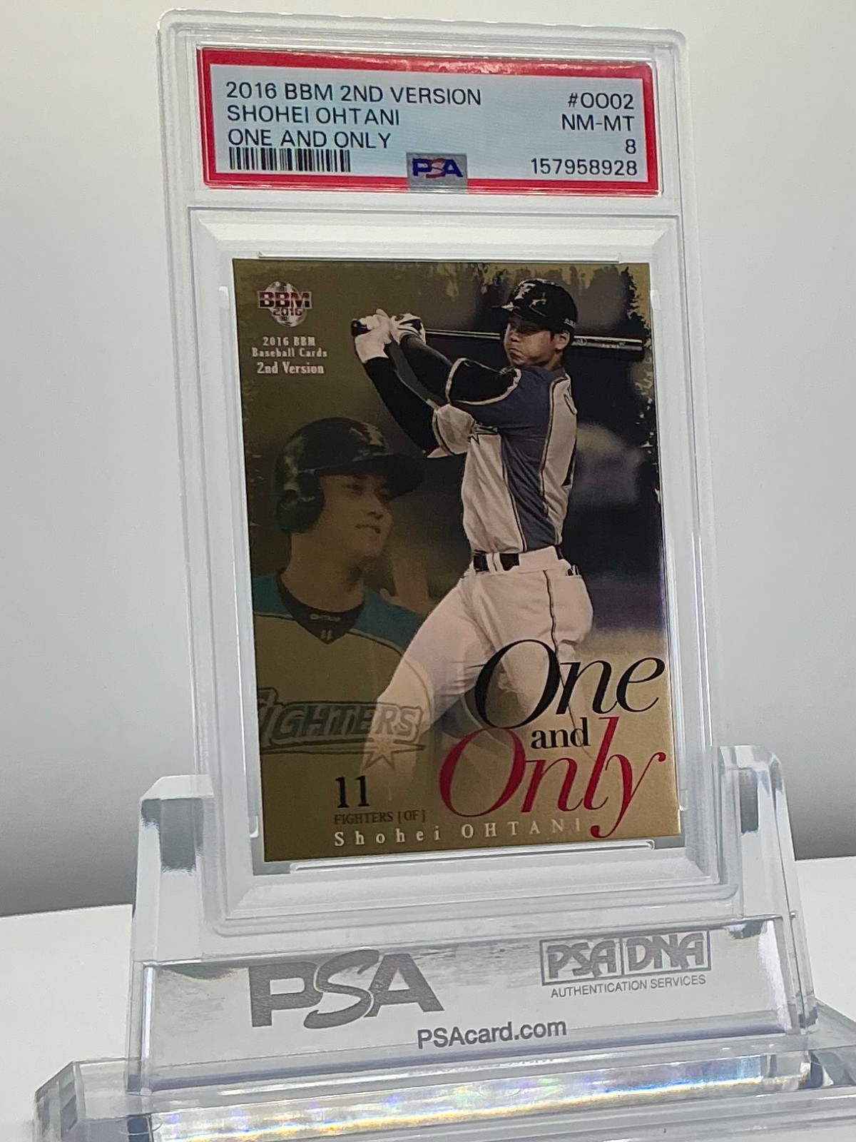 SHOHEI OHTANI 2016BBM 2ND VERSION ONE AND ONLY #OO02 PSA8!POP9!(RC)