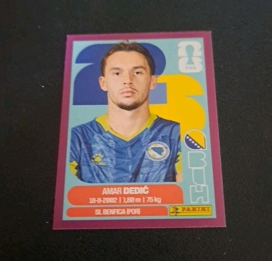 Amar Dedic PURPLE Parallel Panini FIFA WORLD CUP 2026 Sticker- BOSNIA 3