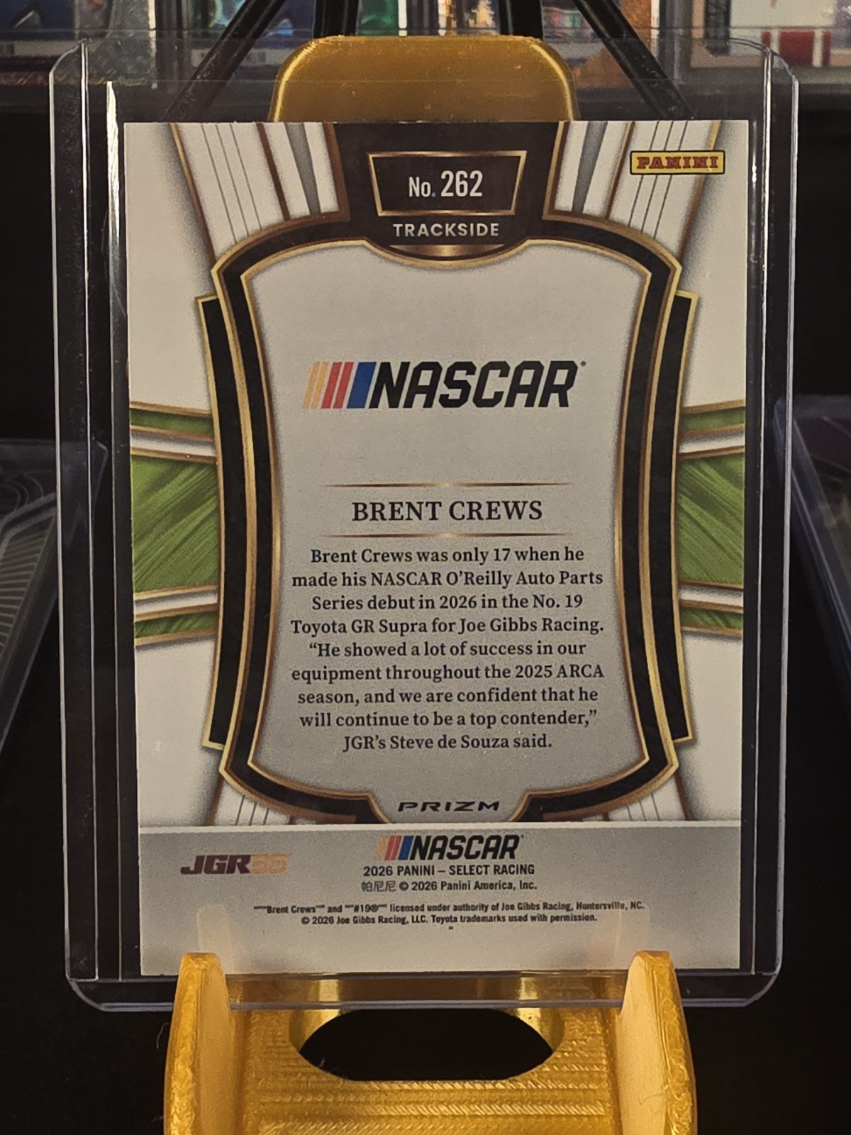 2026 Panini Select – Trackside Brent Crews Zebra Case Hit