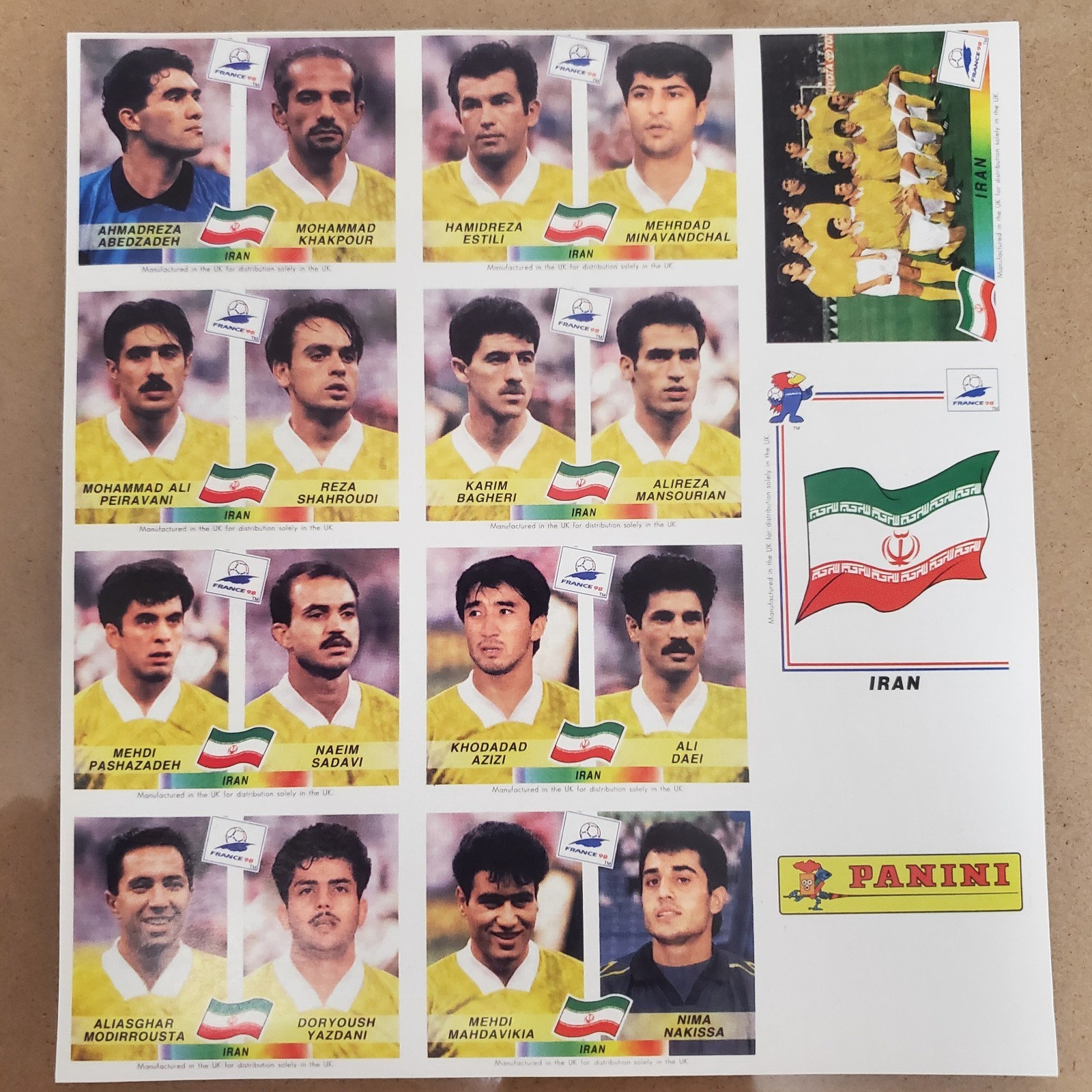 Complete Set Iran Panini Album WC WM France 98 1998 Original VERY RARE NEAR MINT