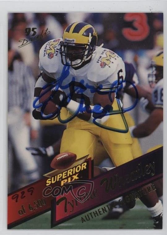 1995 Superior Pix Auto 929/6500 Tyrone Wheatley #100 Rookie Auto RC 7ut