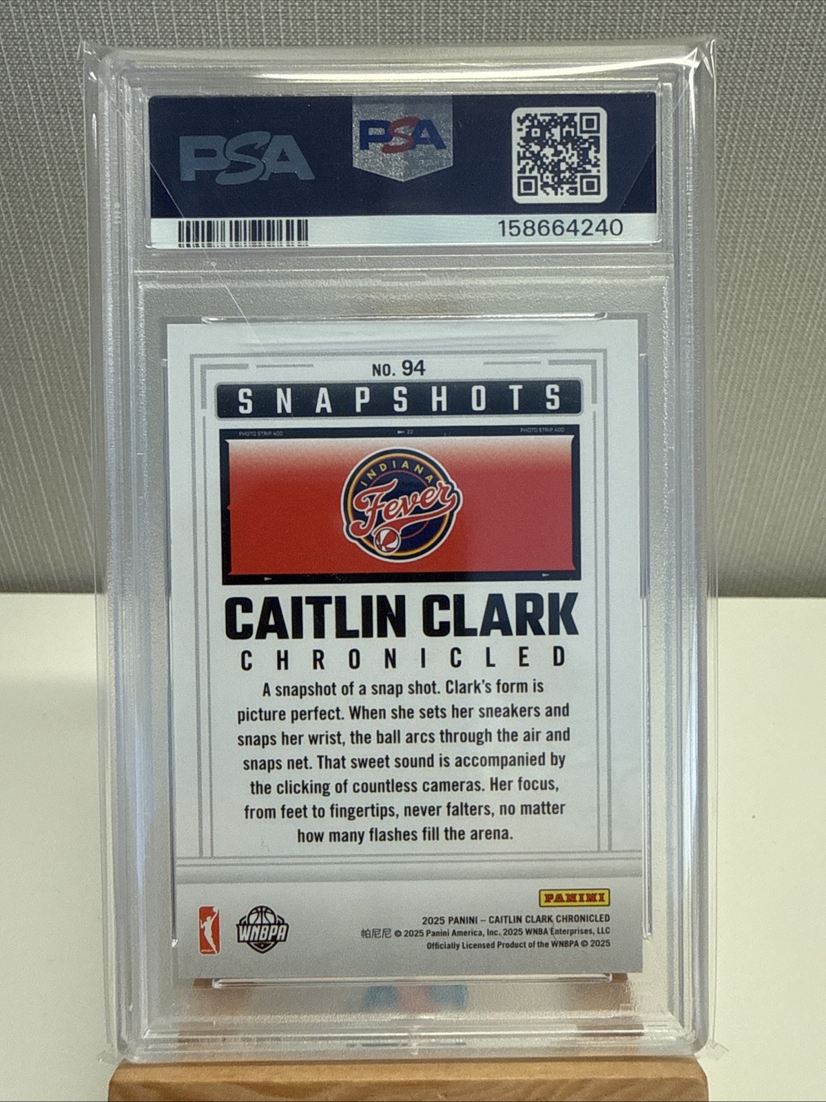 2025 PANINI CAITLIN CLARK CHRONICLED #94 SNAPSHOTS SILVER HOLO MINT PSA 10