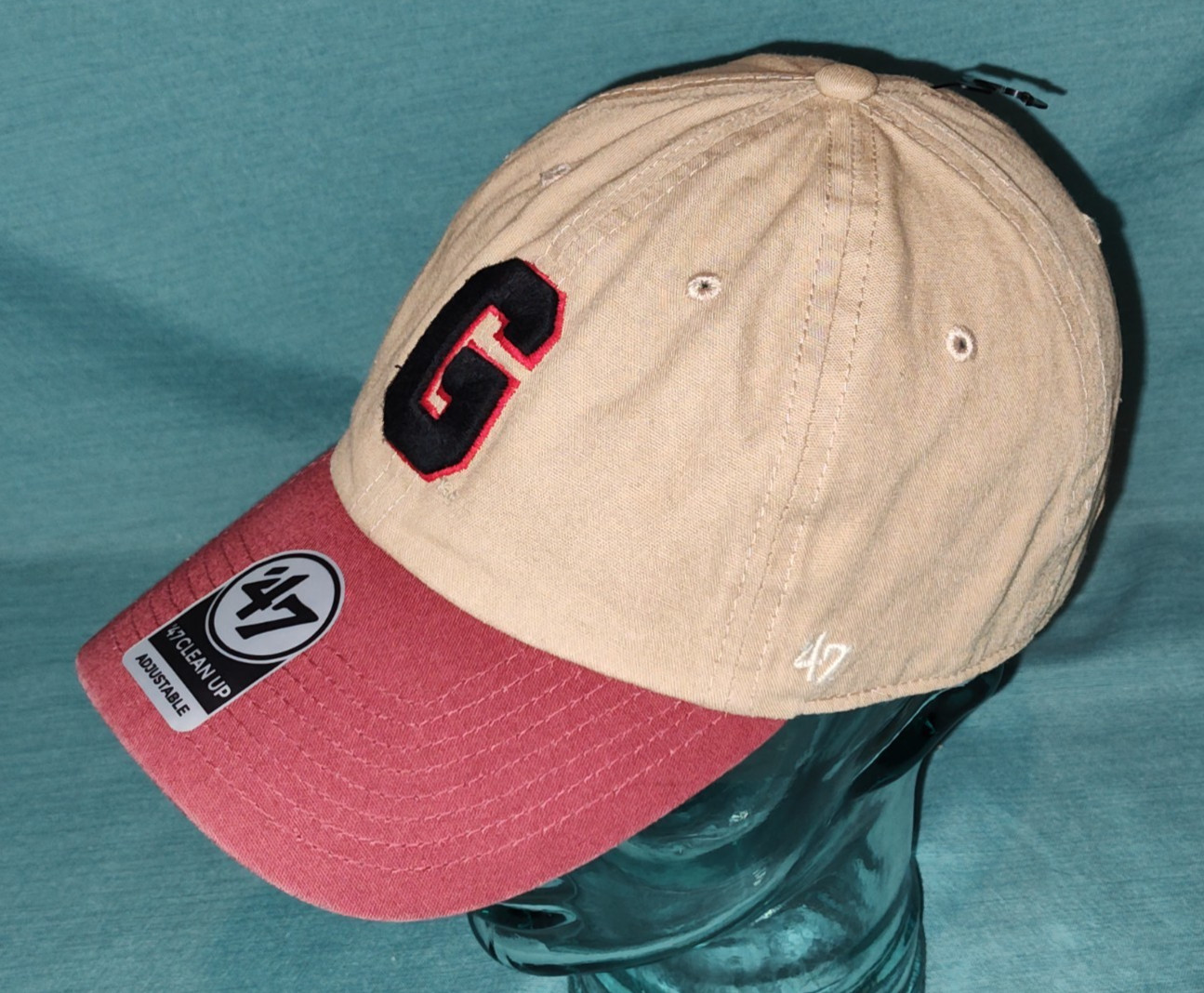 NEW ’47 Brand Clean Up Adjustable Hat Cap UGA Georgia Bulldogs Beige Red