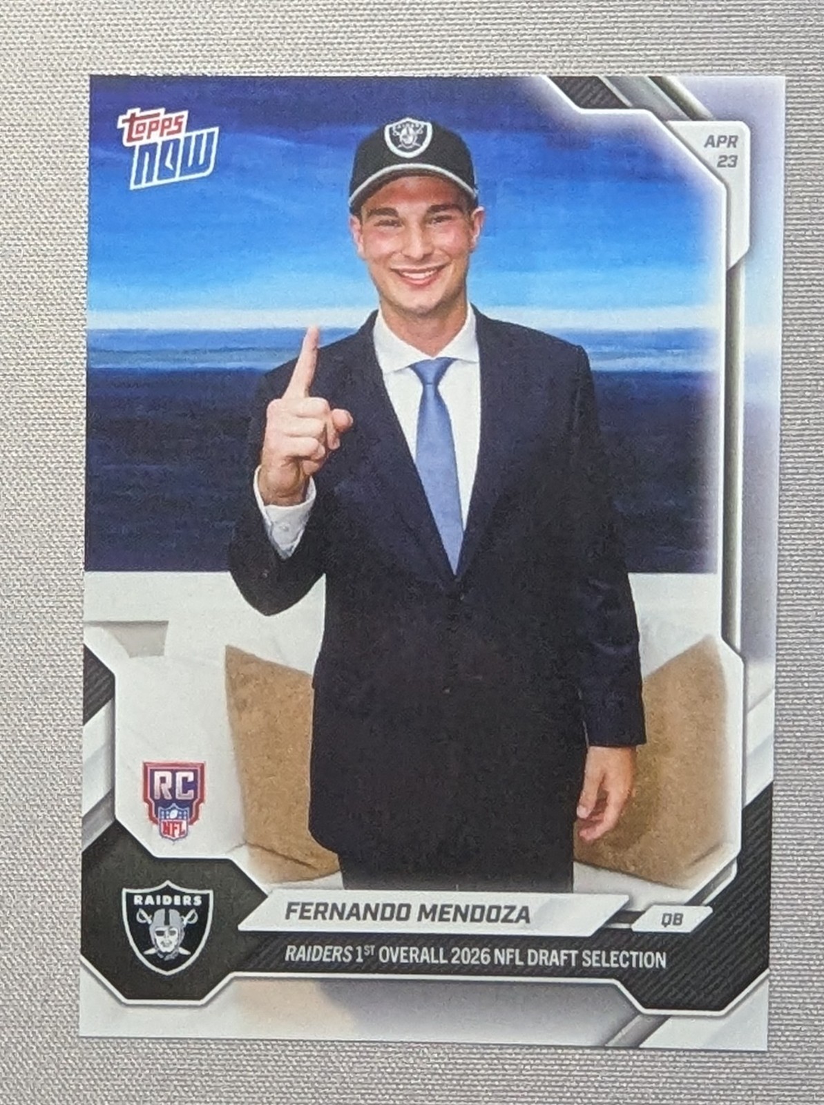 2026 Topps NOW Fernando Mendoza 1st Overall Draft Selection NFL Raiders FMEN