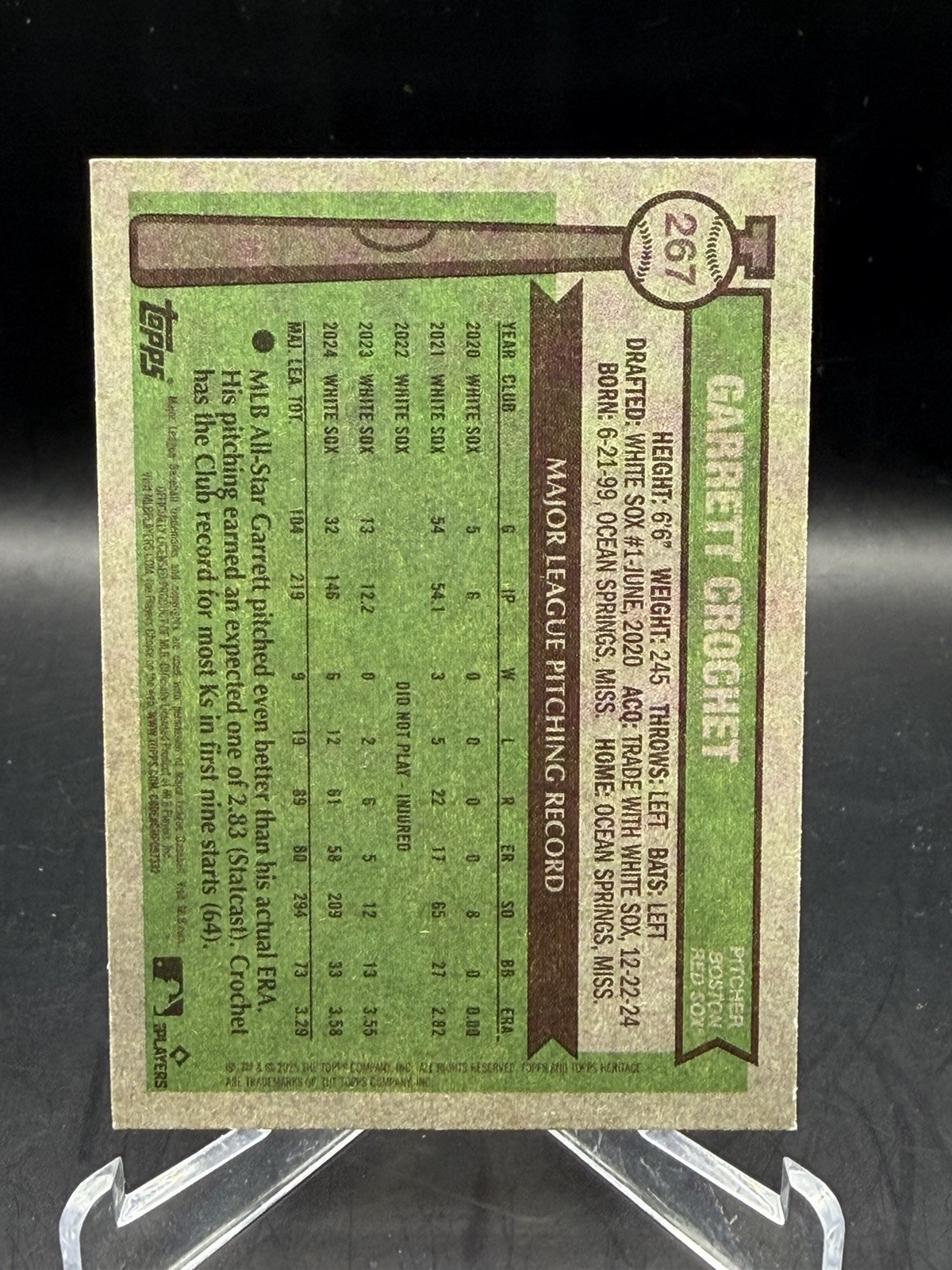 2025 Topps Heritage – Garrett Crochet #267 Dark Blue Border