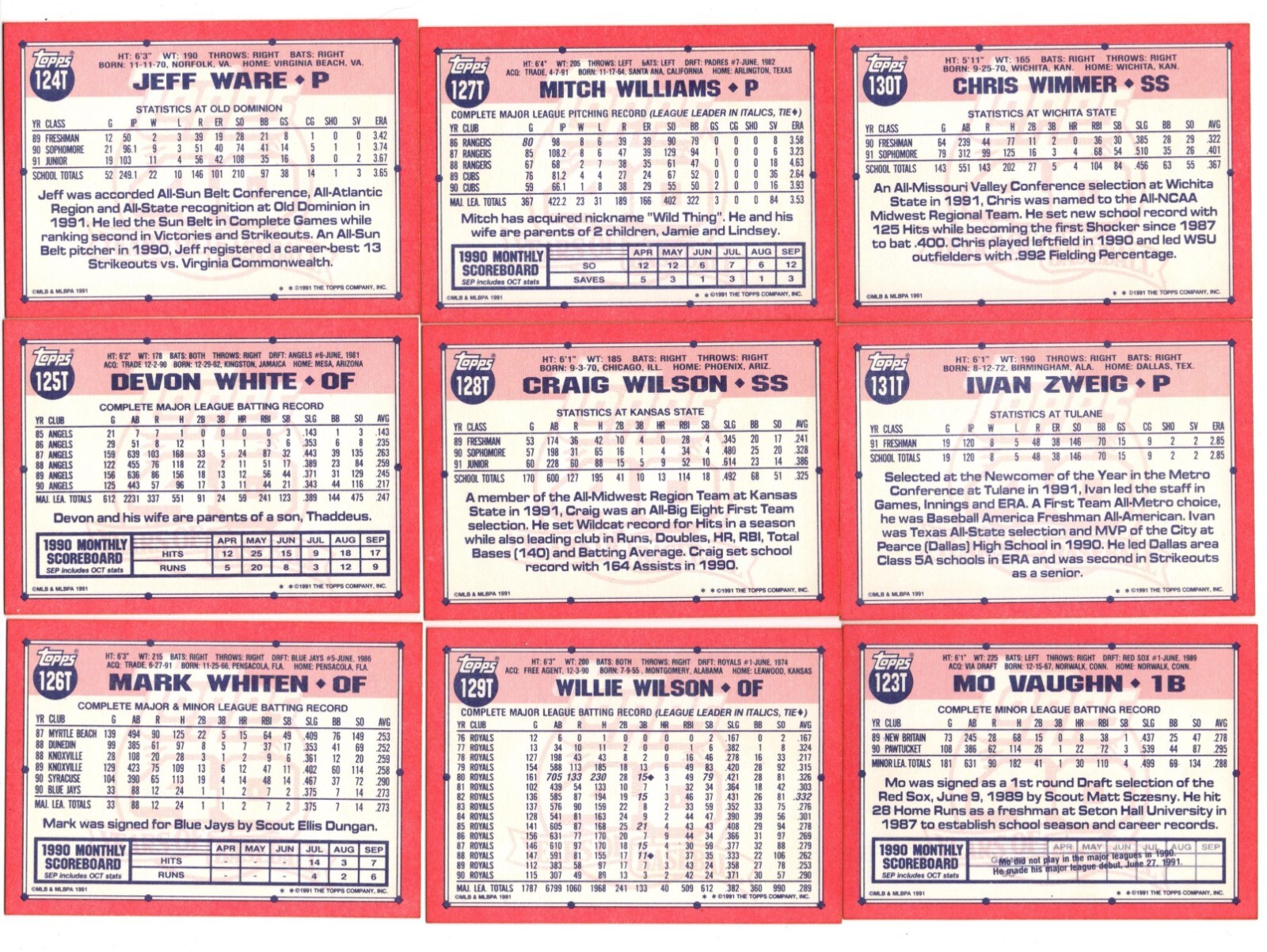 1991 TOPPS Traded Baseball – Complete your set #1T – 132T-