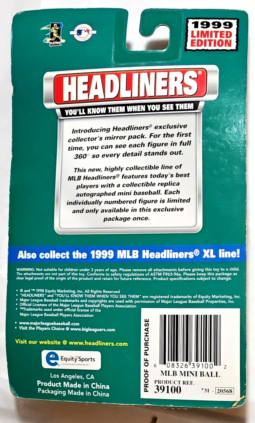 1999 Edgar Martinez Headliners #1of3 Action Figure Limited Edition #4,757/ 7,000