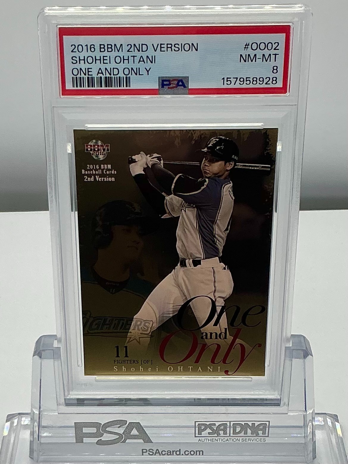 SHOHEI OHTANI 2016BBM 2ND VERSION ONE AND ONLY #OO02 PSA8!POP9!(RC)