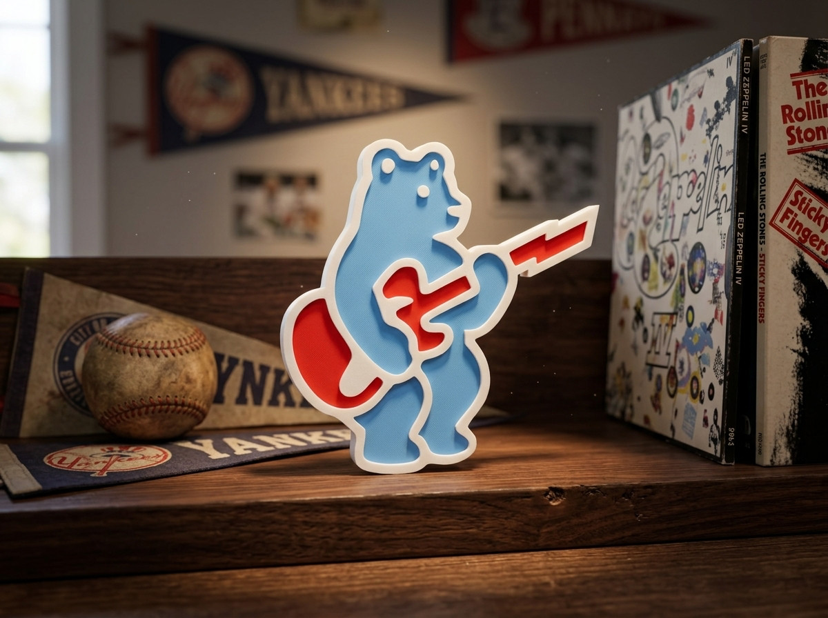 Chicago Cubs Rock Bear Alternate 3D Logo Sign Wall Shelf Decor Man Cave MLB