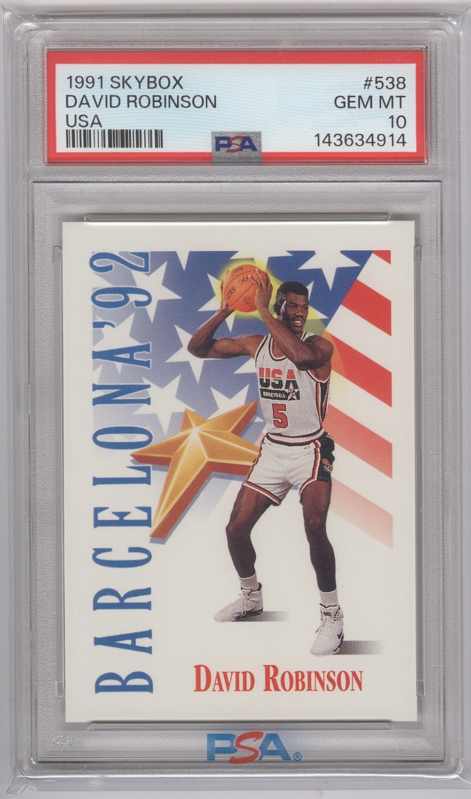 1991 Skybox David Robinson #538 Team USA PSA 10 Barcelona