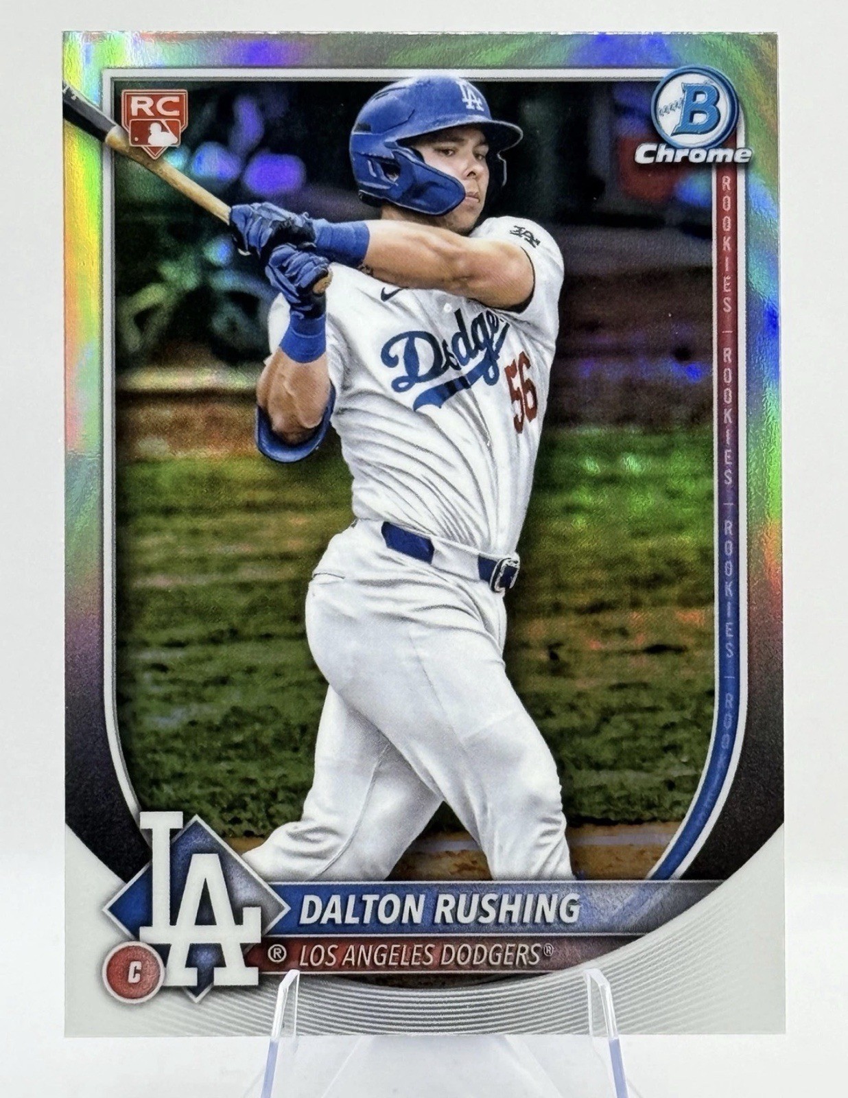 2025 Bowman Chrome Dalton Rushing Rookie red logo RC #100 Dodgers