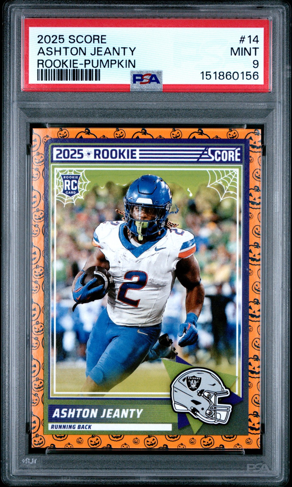 2025 PANINI SCORE-A-TREAT ROOKIE-PUMPKIN #14 ASHTON JEANTY PSA 9