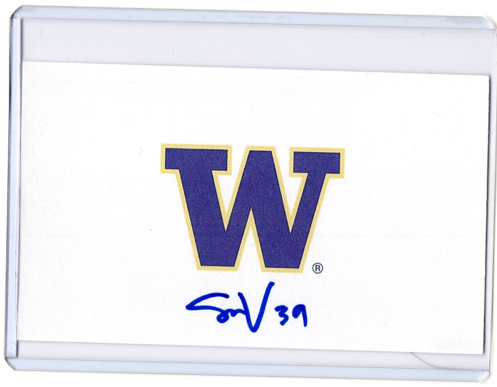 SEAN VERGARA NCAA Washington Auto Autographed Signed 3×5 Index Card
