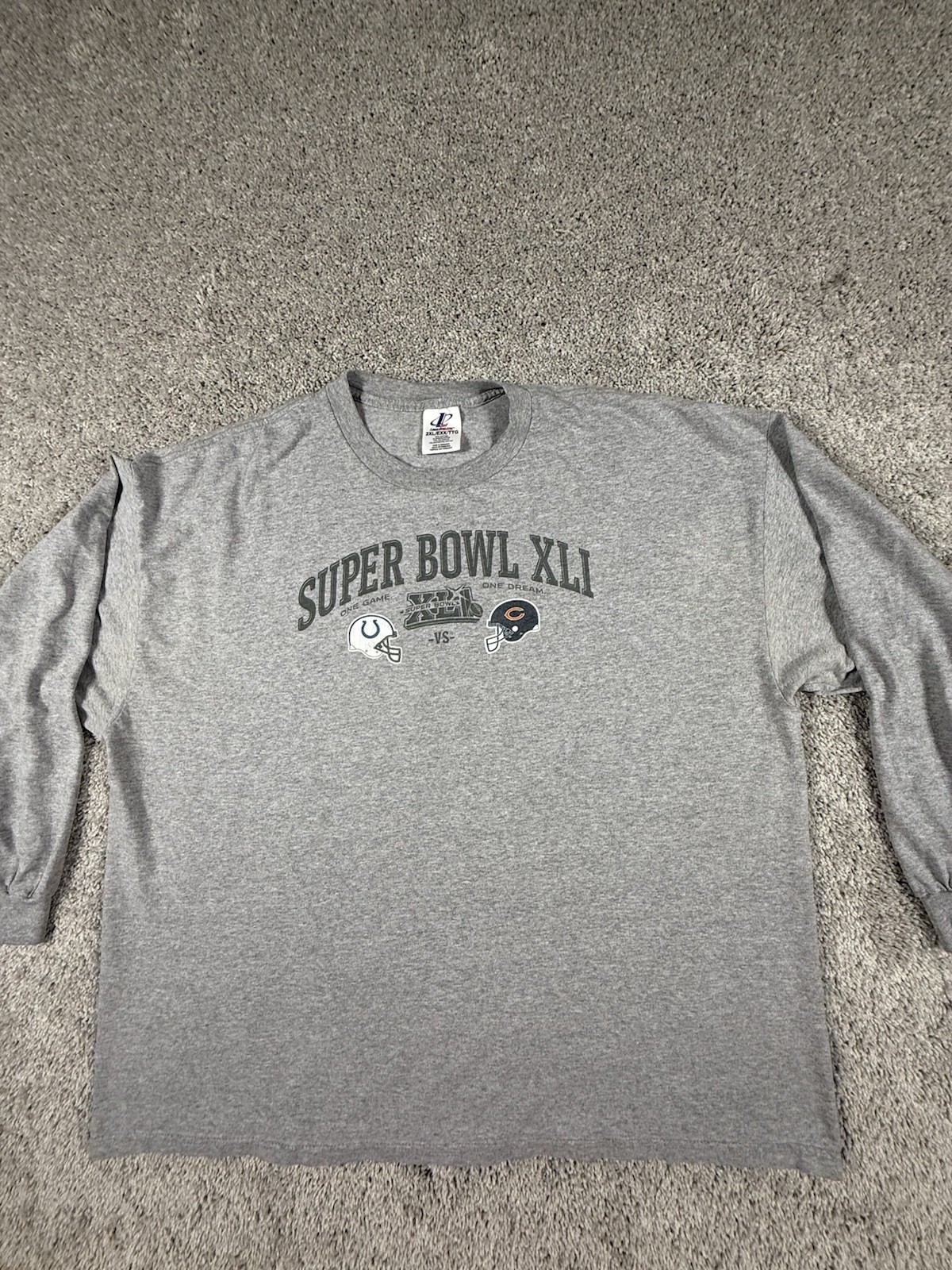 NFL Superbowl XLI T Shirt Bears V. Colts Vtg 2X Men 2007 Long Sleeve