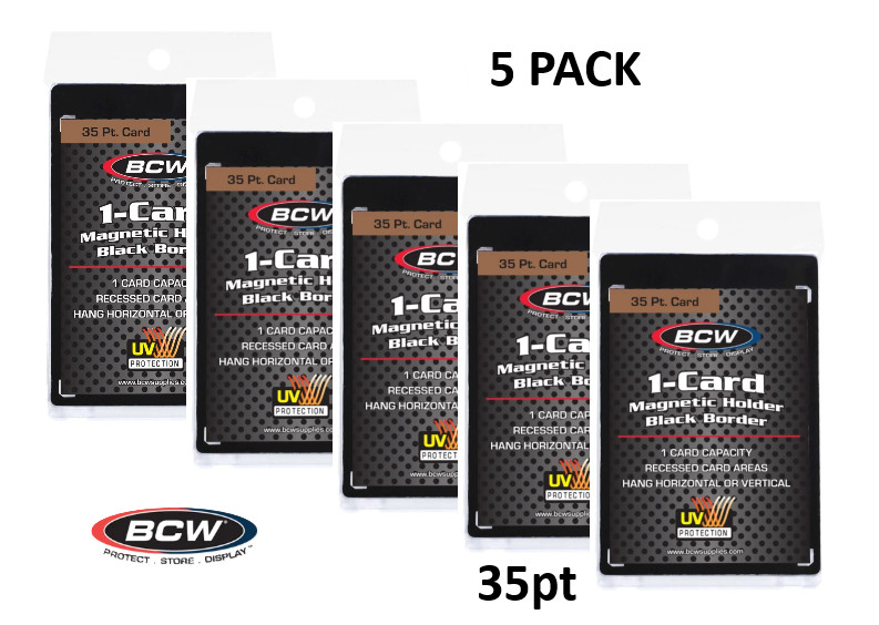 BCW (New) 5ct Pack -Black Magnetic Card Holder – Fits Up To 35pt – UV Protection