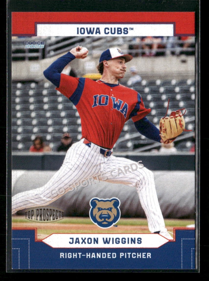 2026 AAA Top Prospects Iowa Cubs Jaxon Wiggins RC Rookie Chicago