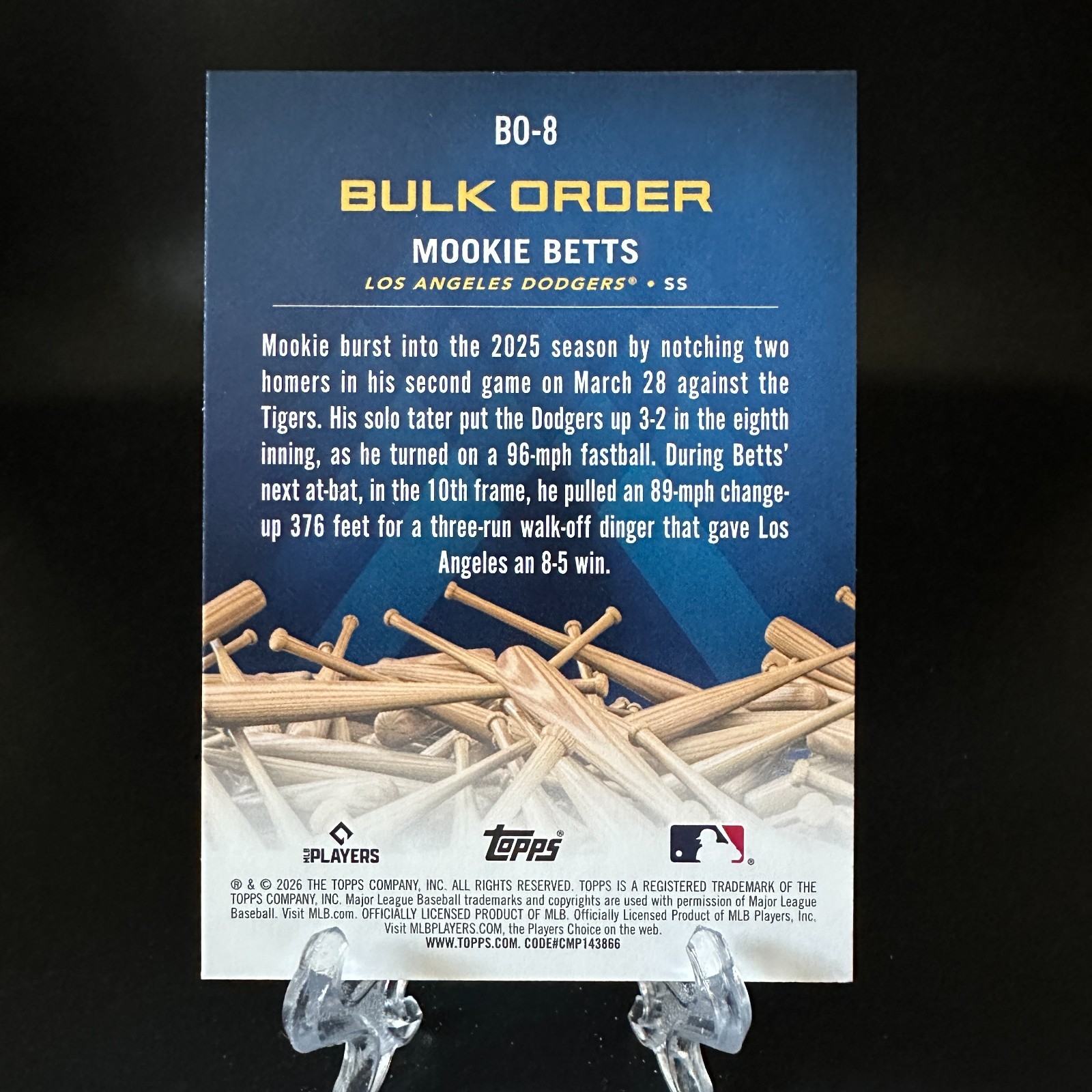 2026 Topps Flagship Collection 2 Mookie Betts Bulk Order #BO-8 Dodgers
