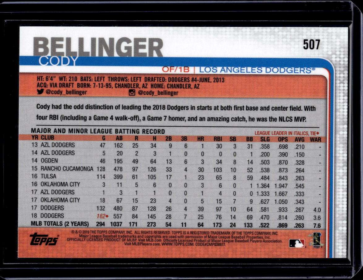 2019 Topps On Demand 3D #507 Cody Bellinger PR 540 (Qty)