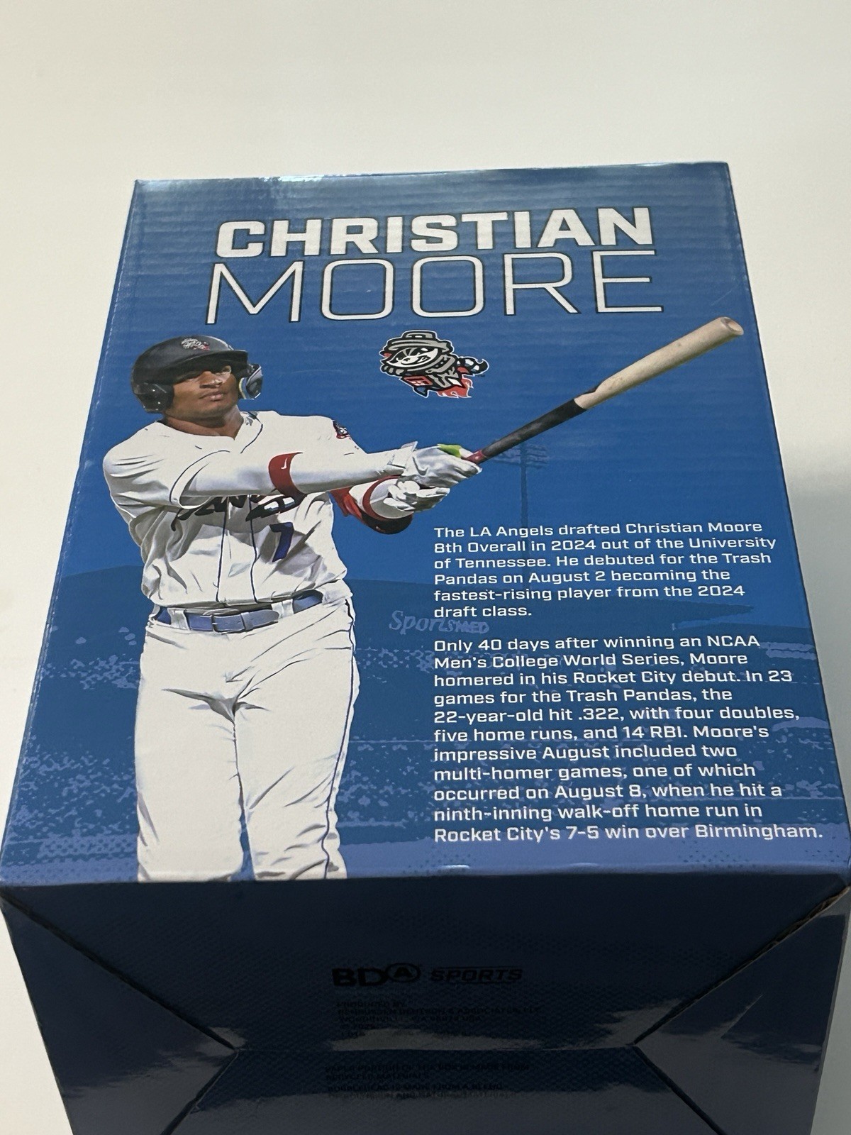 Christian Moore Bobblehead 2025 Rocket City Trash Pandas LA Angels – New In Box
