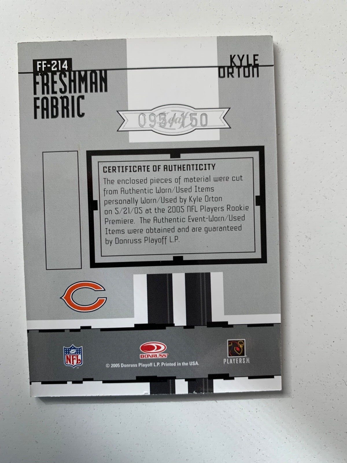 2005 Leaf Certified rc rainbow KYLE ORTON /5 /25/50/150 Chicago Bears