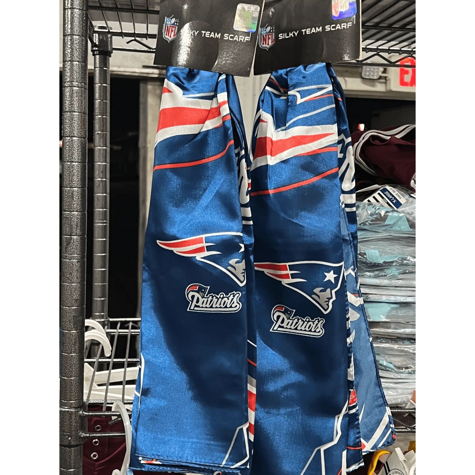 2x New England Patriots NFL Silky Team Scarf Blue Football Fan Apparel Accessory