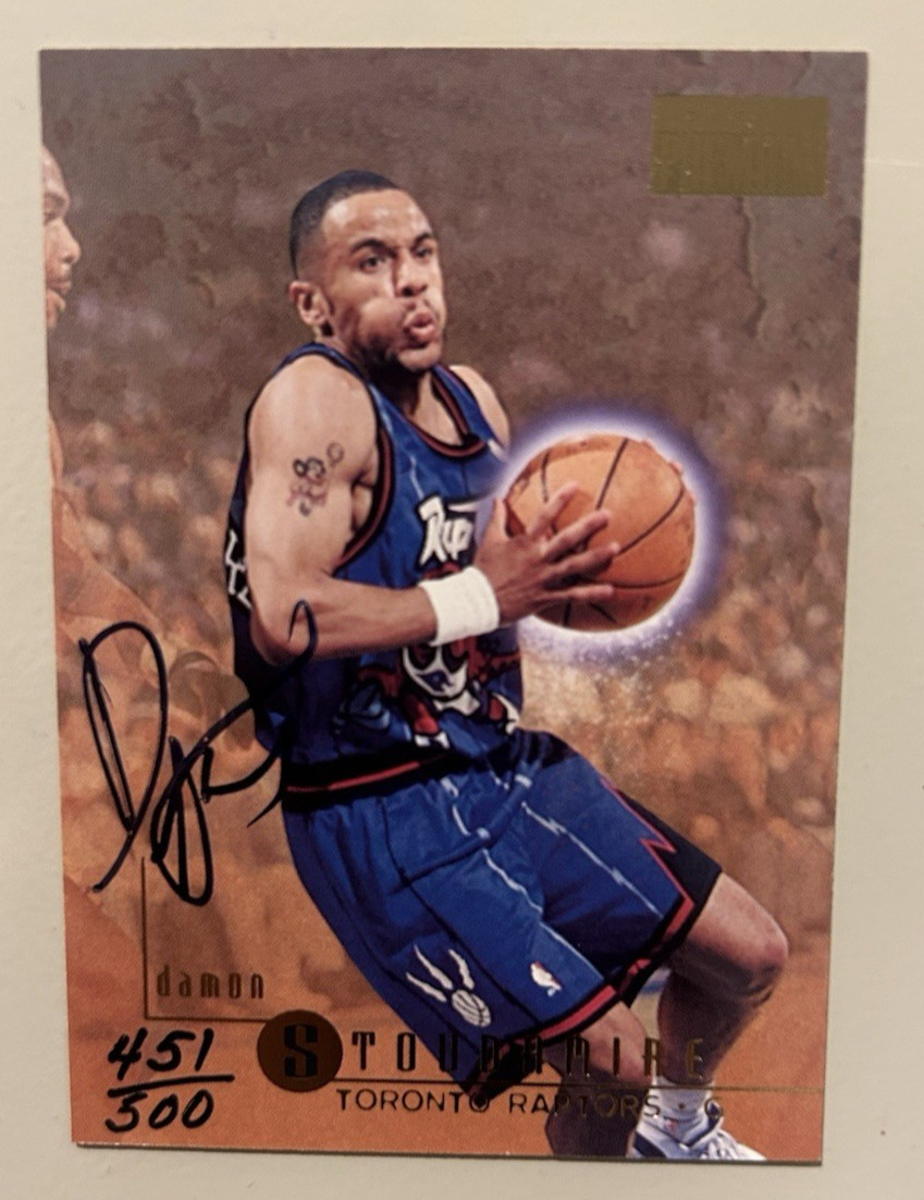 1996 Skybox DAMON STOUDAMIRE Signed Auto NBA Basketball Card 115 & #d 451/500