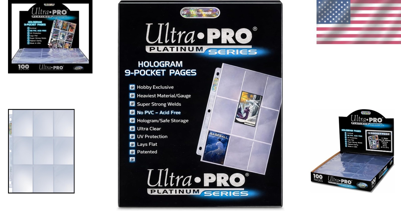 Trading Card Pages Plastic 9 Pocket 100ct Binder Sleeves Protect Storage
