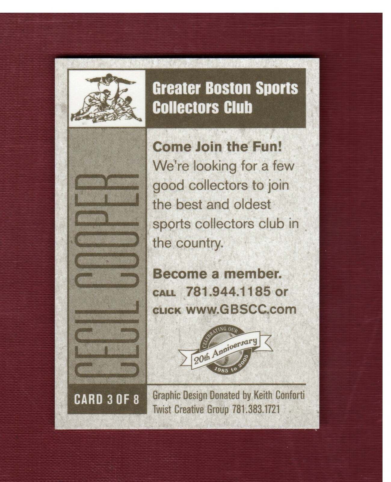 #3 CECIL COOPER, Red Sox ~ 2005 GBSCC Convention Boston Sport Kings promo card