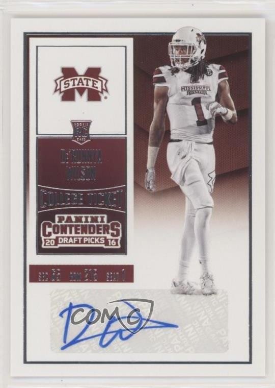 2016 Panini Contenders Draft Picks De’Runnya Wilson #123 Rookie Auto RC 2t7