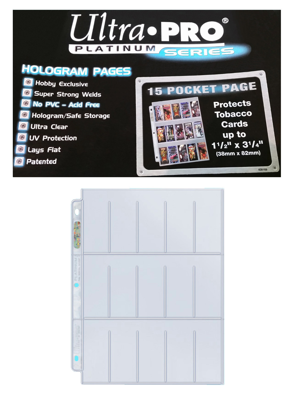 10 Ultra Pro Platinum 15 Pocket Tobacco Card Pages 1.5×3.25 Sheets Protectors