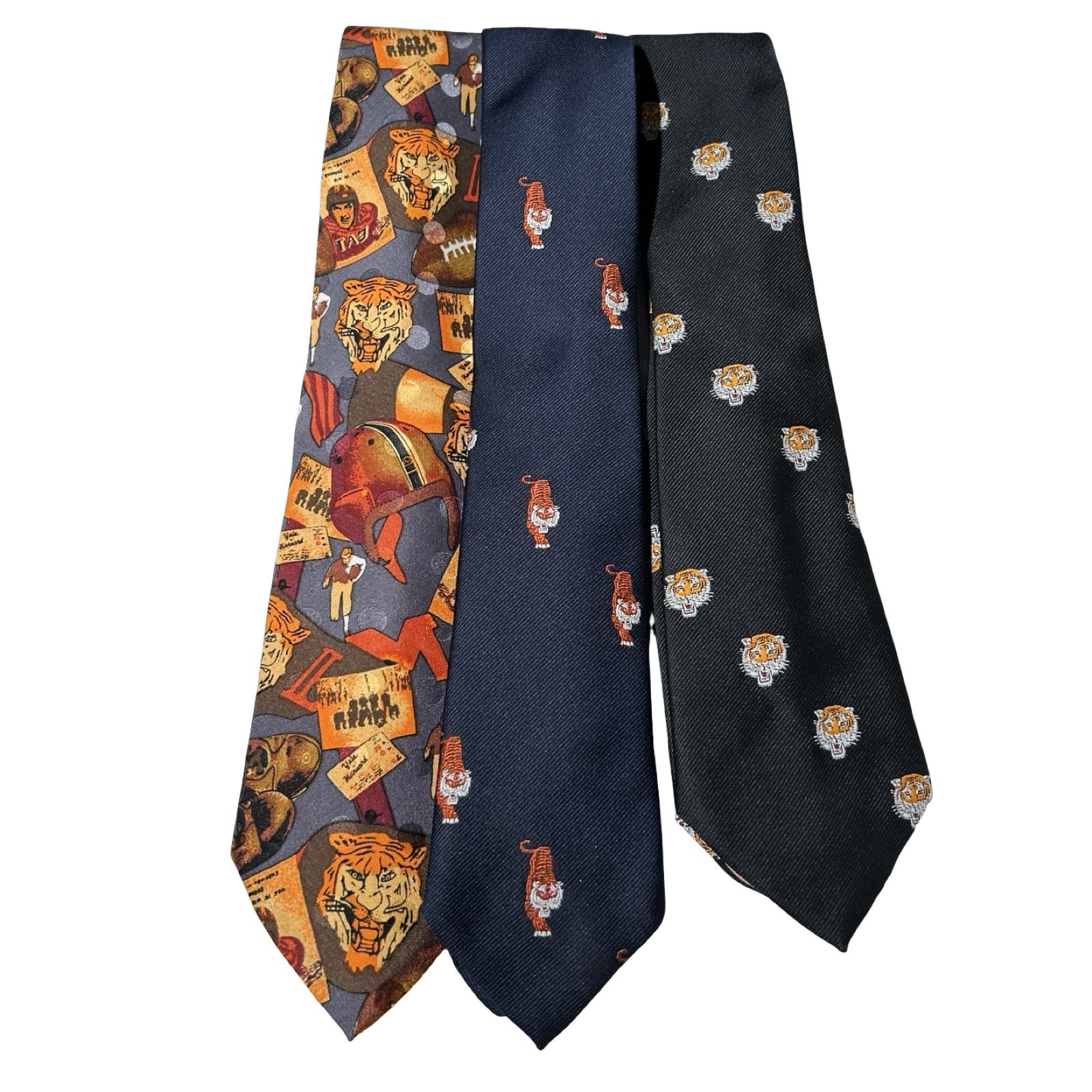 Lot of 3 Vintage Clemson Tigers Men’s Neckties Silk Poly NCAA Football Mascot