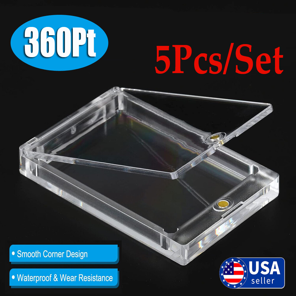 5Pack Magnetic Trading Sports Card Holders 360Pt One-Touch UV Protection Case US