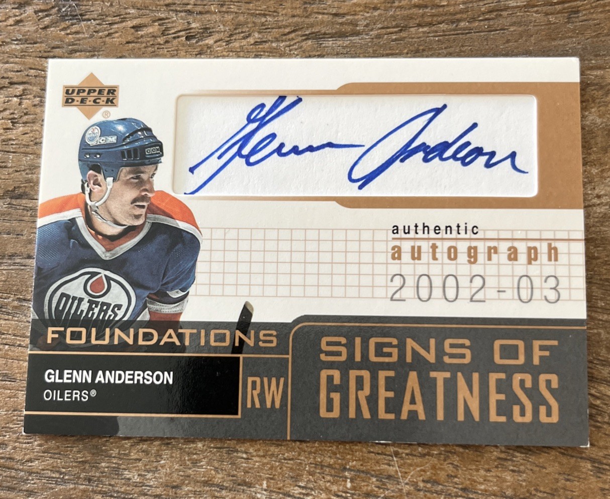 2002-03 Upper Deck Foundations Glenn Anderson Signs of Greatness Auto SG-GA