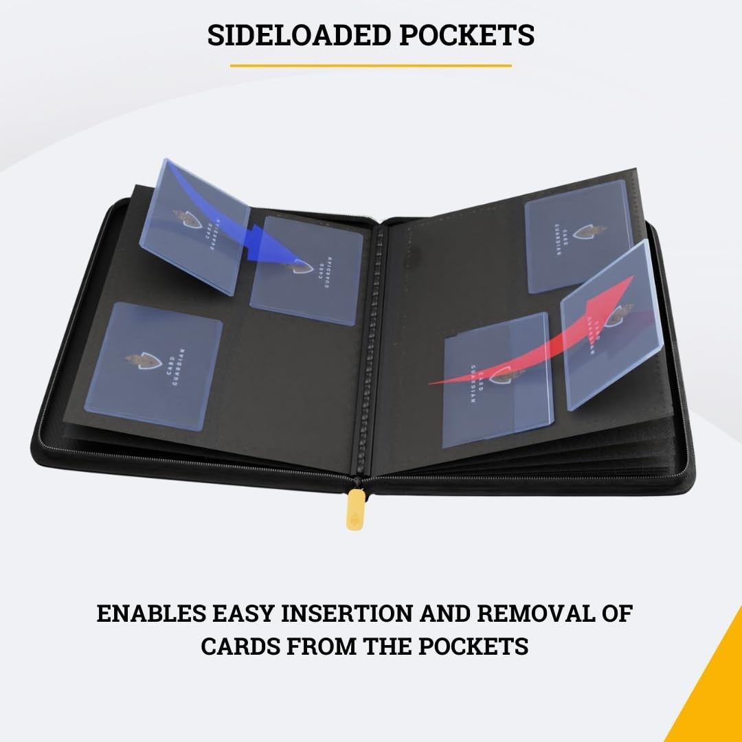 4 Pocket Toploader Binder with Zipper for 160 Cards – Side Loaded Sports & TCG C